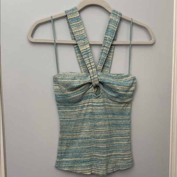 Free People Blue and Cream Striped Tank Top - Picture 1 of 3